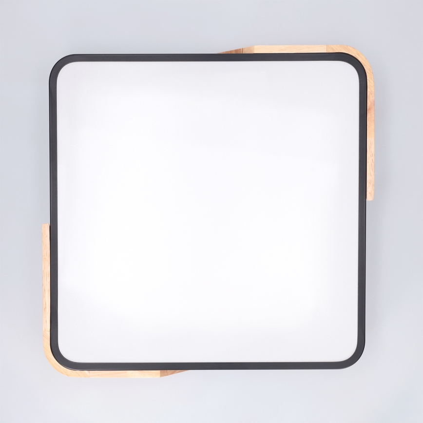 Brilagi - Plafonnier LED dimmable PILANA LED/48W/230V 3000-6500K chêne/noir 42x42 cm + télécommande