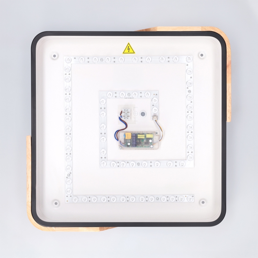 Brilagi - Plafonnier LED dimmable PILANA LED/48W/230V 3000-6500K chêne/noir 42x42 cm + télécommande