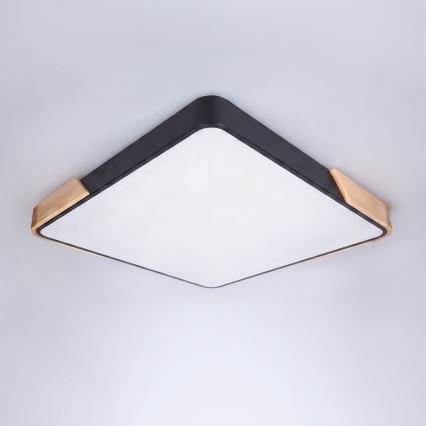 Brilagi - Plafonnier LED dimmable PILANA LED/48W/230V 3000-6500K chêne/noir 56x56 cm + télécommande