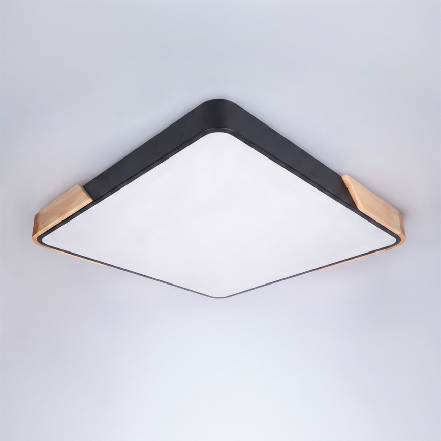 Brilagi - Plafonnier LED dimmable PILANA LED/48W/230V 3000-6500K chêne/noir 56x56 cm + télécommande