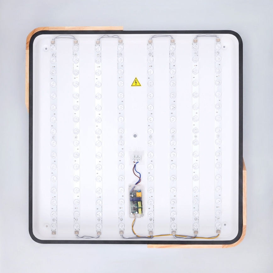 Brilagi - Plafonnier LED dimmable PILANA LED/48W/230V 3000-6500K chêne/noir 56x56 cm + télécommande