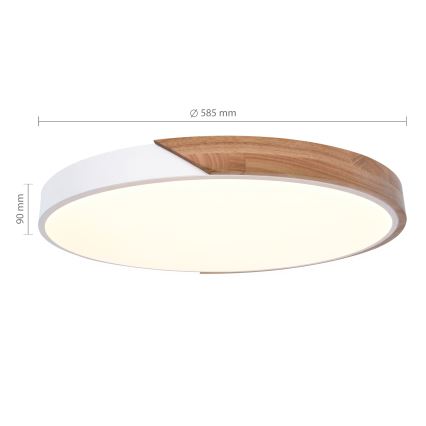 Brilagi - Plafonnier LED dimmable PILANA LED/60W/230V 3000–6500K chêne/blanc Ø 60 cm + télécommande