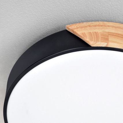 Brilagi - Plafonnier LED dimmable PILANA LED/60W/230V chêne/noir Ø 58,5 cm + télécommande