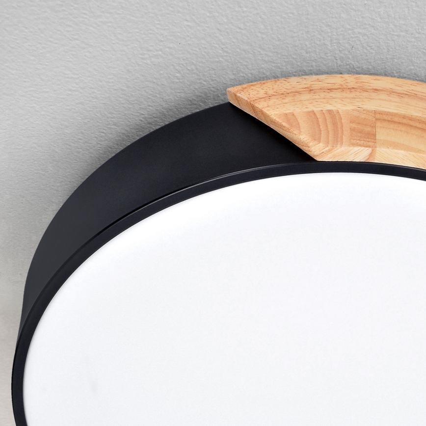 Brilagi - Plafonnier LED dimmable PILANA LED/60W/230V chêne/noir Ø 58,5 cm + télécommande