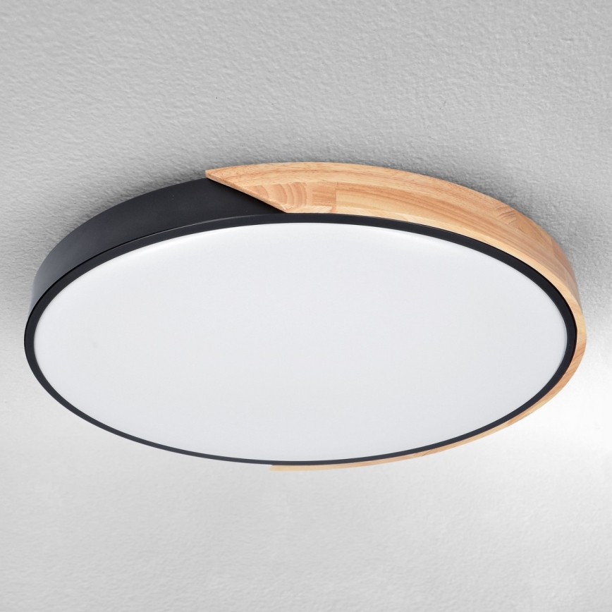 Brilagi - Plafonnier LED dimmable PILANA LED/60W/230V 3000-6500K chêne/noir Ø 60 cm + télécommande