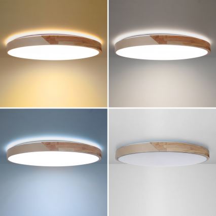 BRILAGI - Plafonnier LED dimmable PILANA LED/72W/230V 3000-6500K chêne/beige Ø 80 cm + télécommande
