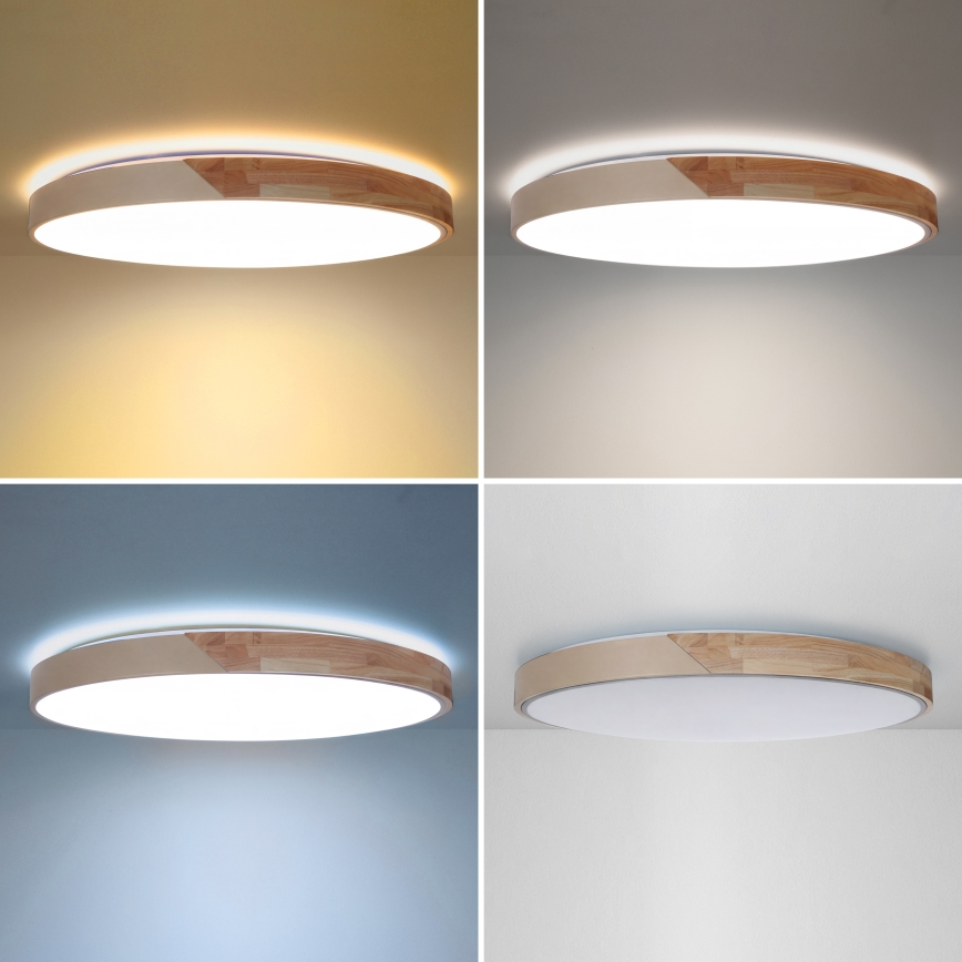 BRILAGI - Plafonnier LED dimmable PILANA LED/72W/230V 3000-6500K chêne/beige Ø 80 cm + télécommande