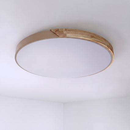 BRILAGI - Plafonnier LED dimmable PILANA LED/72W/230V 3000-6500K chêne/beige Ø 80 cm + télécommande