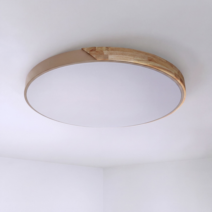 BRILAGI - Plafonnier LED dimmable PILANA LED/72W/230V 3000-6500K chêne/beige Ø 80 cm + télécommande