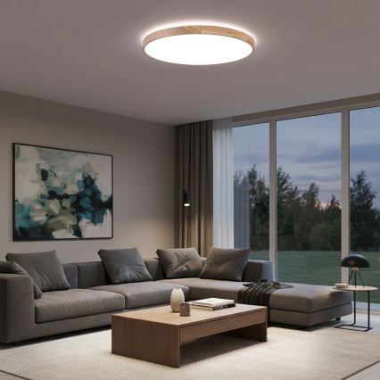 BRILAGI - Plafonnier LED dimmable PILANA LED/72W/230V 3000-6500K chêne/beige Ø 80 cm + télécommande