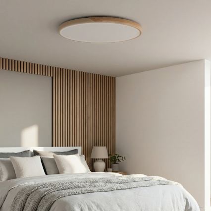 BRILAGI - Plafonnier LED dimmable PILANA LED/72W/230V 3000-6500K chêne/beige Ø 80 cm + télécommande