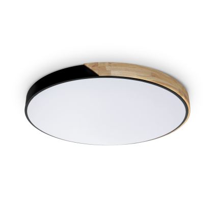 Brilagi - Plafonnier LED dimmable PILANA 72 W 230 V 3000–6500 K chêne/noir Ø 80 cm + télécommande
