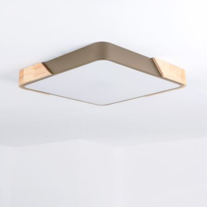 BRILAGI - Plafonnier LED dimmable PILANA SQUARE LED/48W/230V 3000-6500K chêne/beige 42x42 cm + télécommande