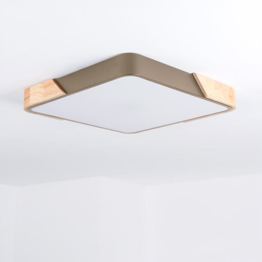 BRILAGI - Plafonnier LED dimmable PILANA SQUARE LED/48W/230V 3000-6500K chêne/beige 42x42 cm + télécommande