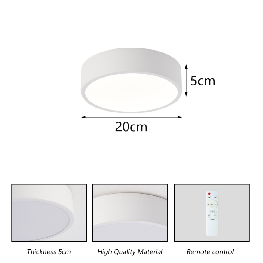 Brilagi - Plafonnier LED dimmable POOL LED/18W/230V 3000-6000K 20 cm blanc + télécommande