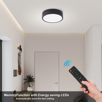 Brilagi - Plafonnier LED dimmable POOL LED/18W/230V 3000-6000K 20 cm noir + télécommande