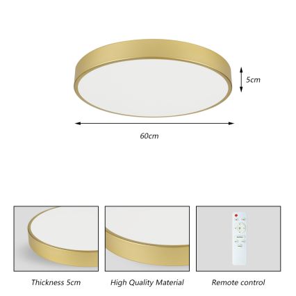 Brilagi - Plafonnier LED dimmable POOL LED/60W/230V 3000-6000K Ø 60 cm doré + télécommande