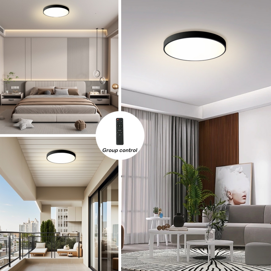 Brilagi - Luminaire LED dimmable POOL LED/60W/230V 3000-6000K ø 60 cm noir + contrôle à distance