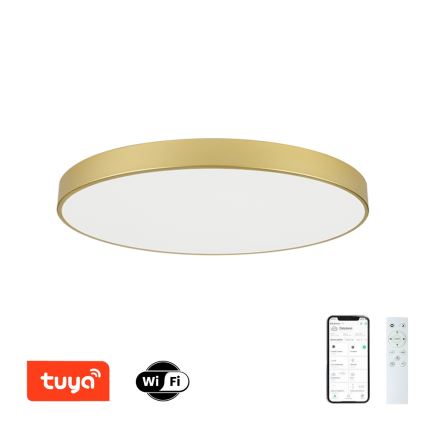 Brilagi - Plafonnier LED dimmable POOL SMART, 128 W, 230 V, 3000–6000 K, 100 cm, doré, Wi‑Fi Tuya + télécommande
