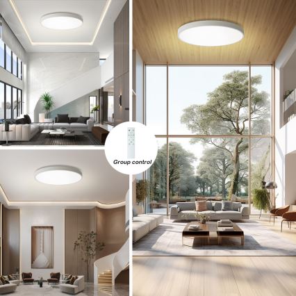Brilagi - Plafonnier LED dimmable POOL SMART LED/128W/230V 3000-6000K Ø 100 cm Wi-Fi Tuya blanc + télécommande