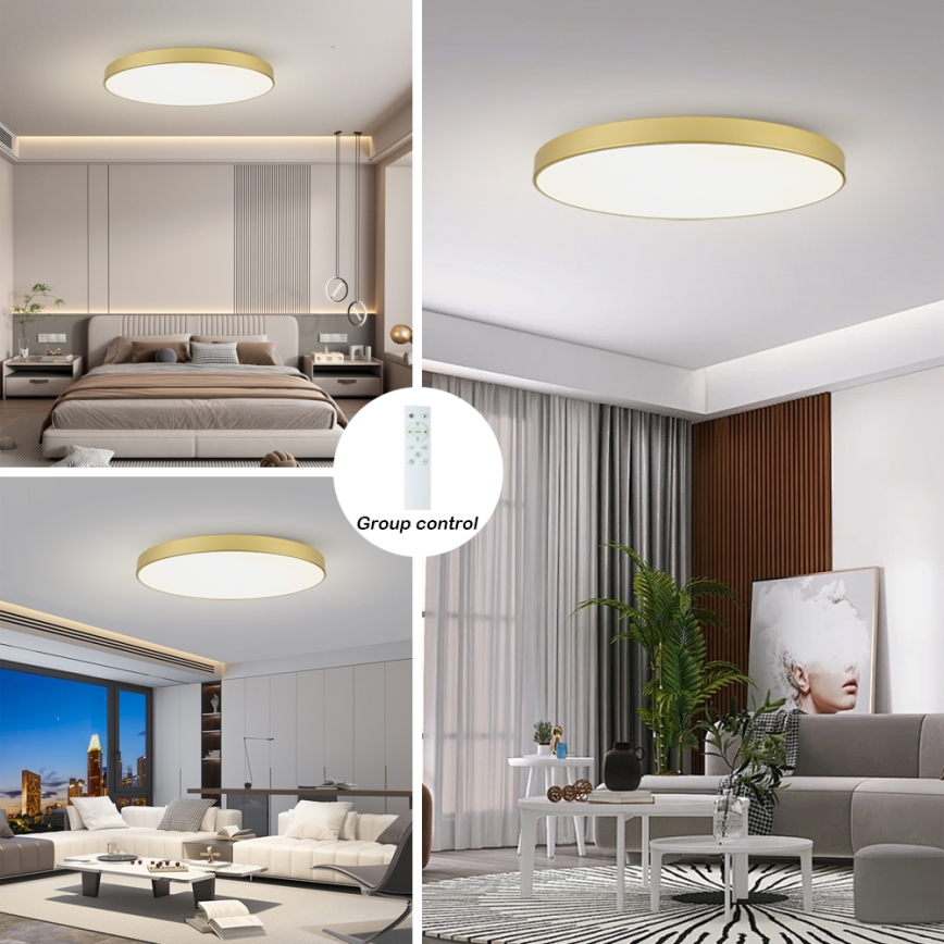 Brilagi - plafonnier LED dimmable POOL SMART LED/180W/230V 3000-6000K 120 cm doré Wi-Fi Tuya + télécommande