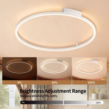 Brilagi - Plafonnier LED dimmable PORTOFINO LED/60W/230V 3000–6000K Ø 80 cm blanc + télécommande