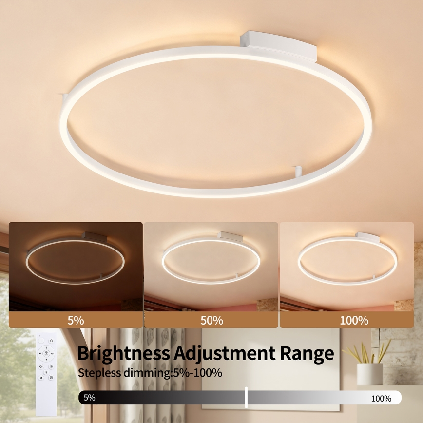 Brilagi - Plafonnier LED dimmable PORTOFINO LED/60W/230V 3000–6000K Ø 80 cm blanc + télécommande