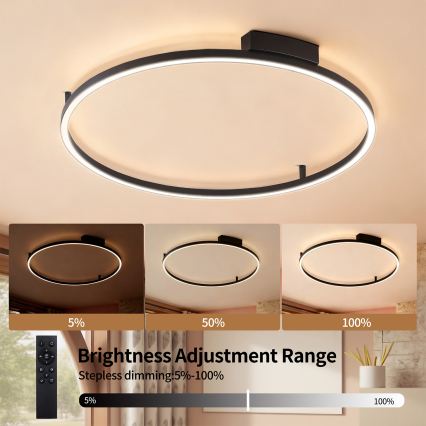 Brilagi - Plafonnier LED dimmable PORTOFINO LED/60W/230V 3000-6000K Ø 80 cm noir + télécommande