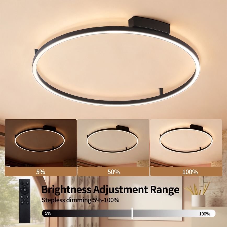 Brilagi - Plafonnier LED dimmable PORTOFINO LED/60W/230V 3000-6000K Ø 80 cm noir + télécommande