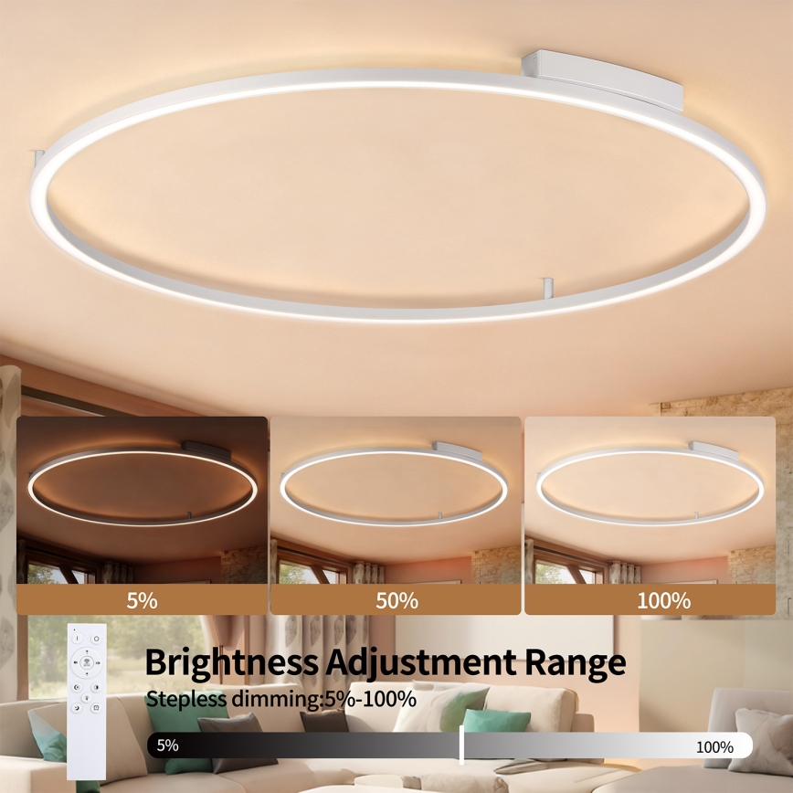 Brilagi - Plafonnier LED dimmable PORTOFINO LED/85W/230V 3000-6000K Ø 120 cm argenté + télécommande