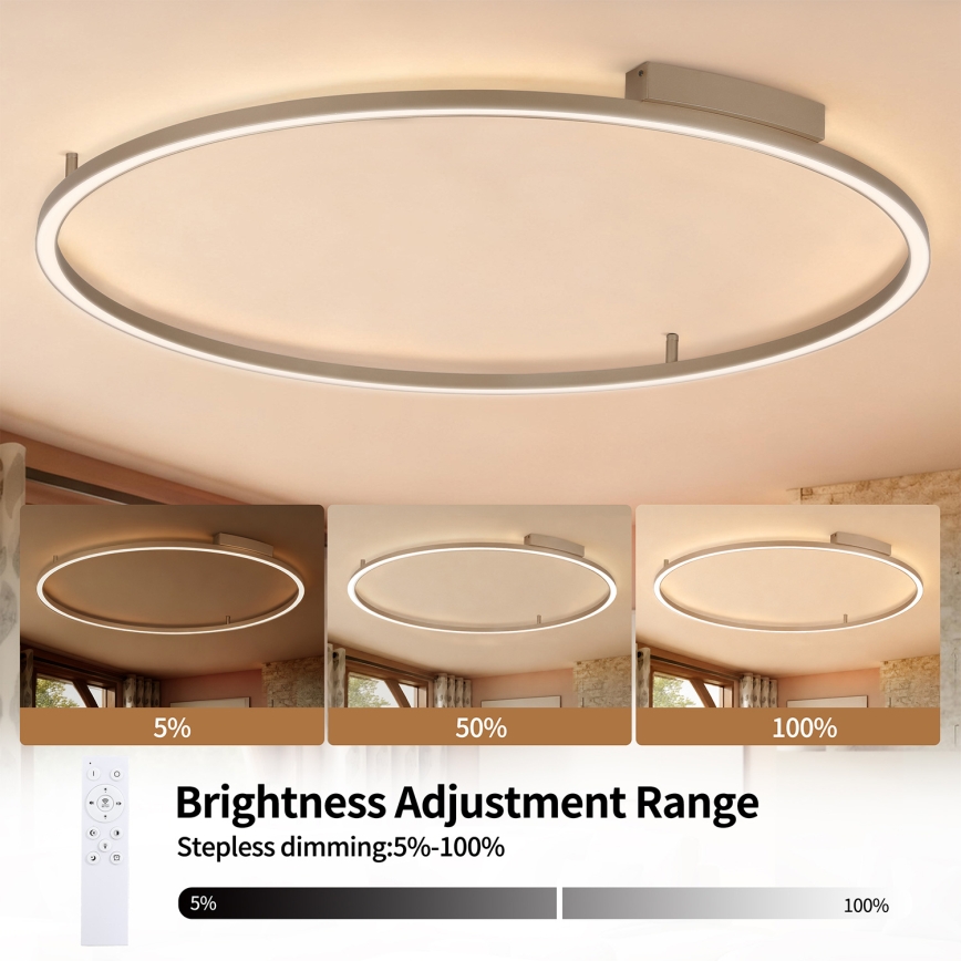 Brilagi - Plafonnier LED dimmable PORTOFINO LED/85W/230V 3000–6000 K Ø 120 cm beige + télécommande