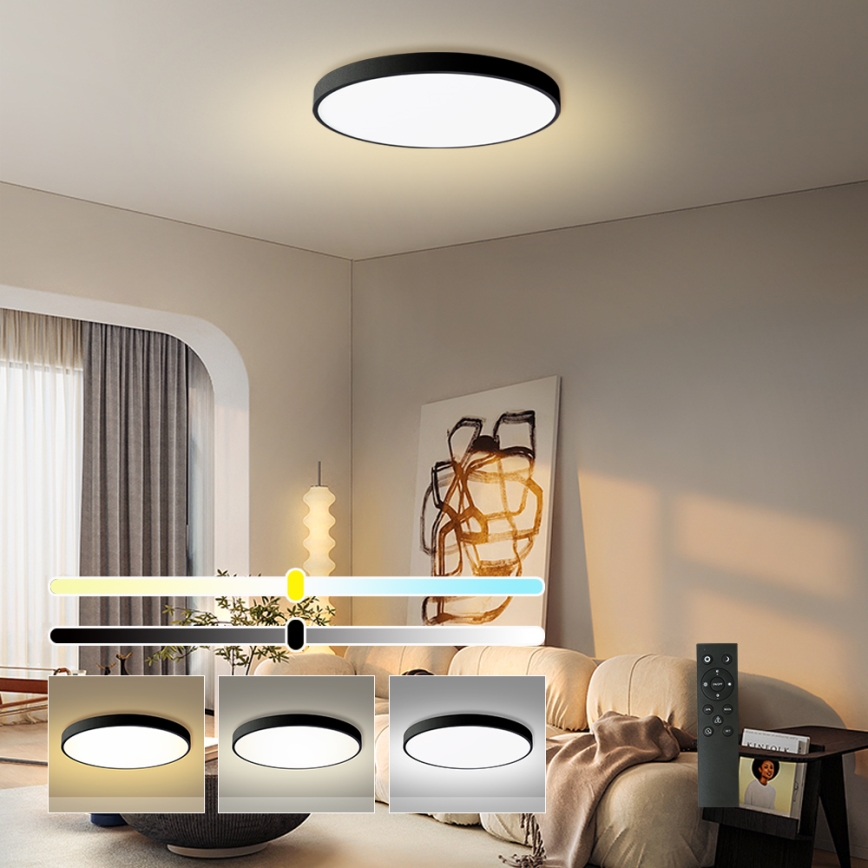 Brilagi - Plafonnier LED dimmable POOL SMART LED/180W/230V 3000-6000K Ø 120 cm Wi-Fi Tuya noir + télécommande