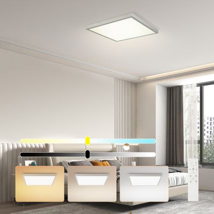 Brilagi - Plafonnier LED dimmable pour salle de bains FRAME SMART LED/50W/230V 60x60 cm 3000-6000K IP44 argent + télécommande