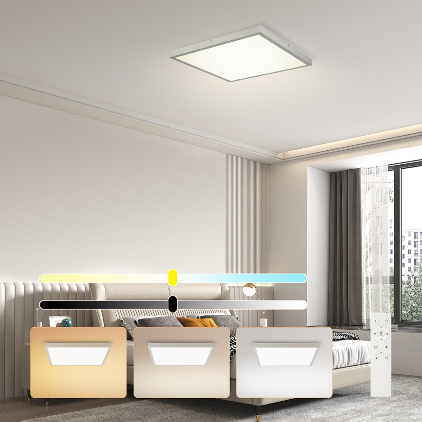 Brilagi - Plafonnier LED dimmable pour salle de bains FRAME SMART LED/50W/230V 60x60 cm 3000-6000K IP44 argent + télécommande