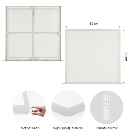 Brilagi - Plafonnier LED dimmable pour salle de bains FRAME SMART LED/50W/230V 60x60 cm 3000-6000K IP44 argent + télécommande