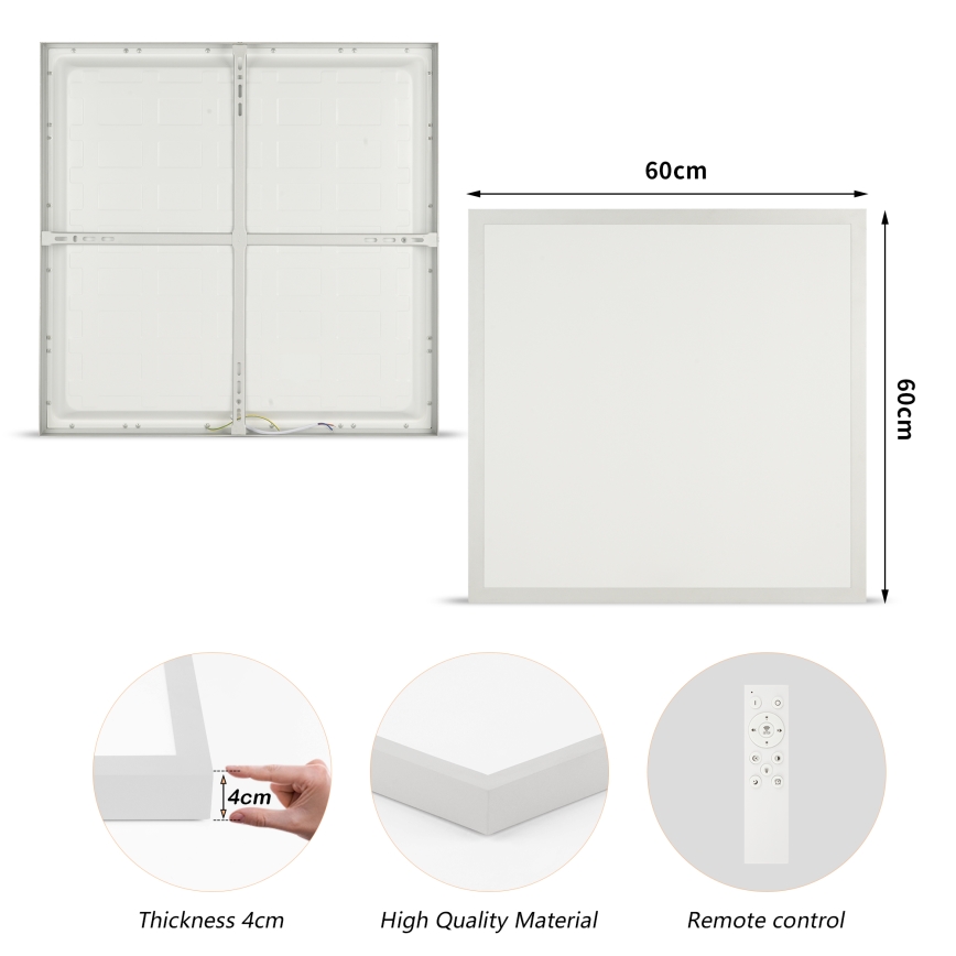 Brilagi - Plafonnier LED dimmable pour salle de bains FRAME SMART LED/50W/230V 60x60 cm 3000-6000K IP44 argent + télécommande