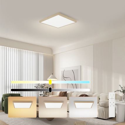 Brilagi - Plafonnier LED dimmable pour salle de bains FRAME SMART LED/50W/230V 60x60 cm 3000-6000K IP44 beige + télécommande
