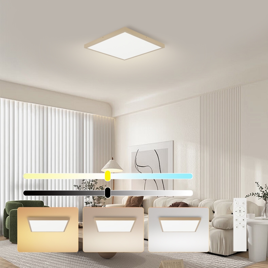 Brilagi - Plafonnier LED dimmable pour salle de bains FRAME SMART LED/50W/230V 60x60 cm 3000-6000K IP44 beige + télécommande