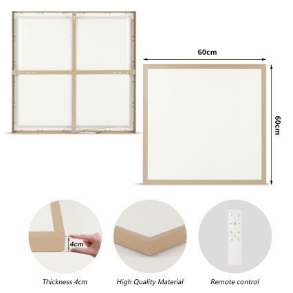 Brilagi - Plafonnier LED dimmable pour salle de bains FRAME SMART LED/50W/230V 60x60 cm 3000-6000K IP44 beige + télécommande
