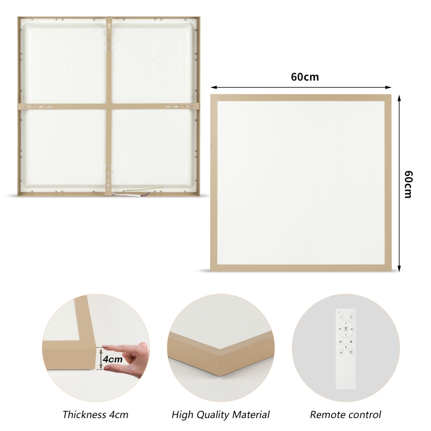Brilagi - Plafonnier LED dimmable pour salle de bains FRAME SMART LED/50W/230V 60x60 cm 3000-6000K IP44 beige + télécommande
