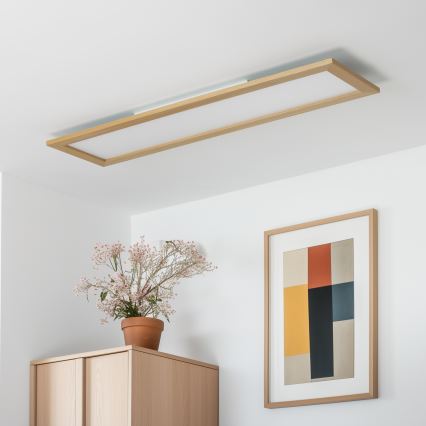 Brilagi - Plafonnier LED dimmable SLIMFRAME WOOD LED/58W/230V 124x34 cm 3000-6000K brun + télécommande