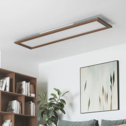 Brilagi - Plafonnier LED dimmable SLIMFRAME WOOD LED/58W/230V 124x34 cm 3000-6000K brun foncé + télécommande