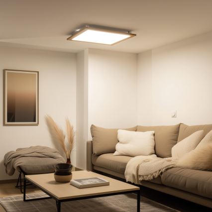 Brilagi - Plafonnier LED dimmable SLIMFRAME WOOD LED/58W/230V 64x64 cm 3000-6000K marron + télécommande
