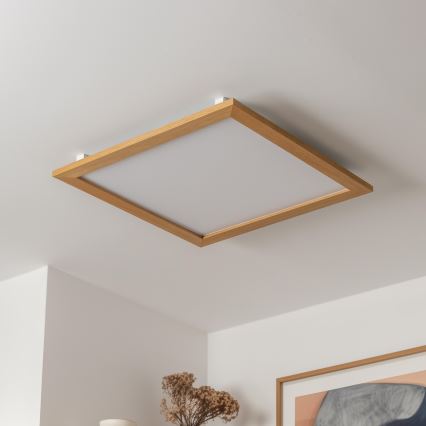 Brilagi - Plafonnier LED dimmable SLIMFRAME WOOD LED/58W/230V 64x64 cm 3000-6000K marron + télécommande