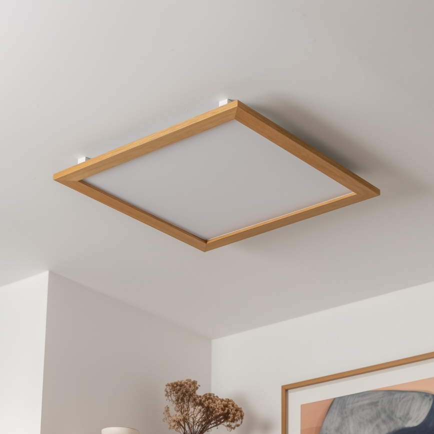 Brilagi - Plafonnier LED dimmable SLIMFRAME WOOD LED/58W/230V 64x64 cm 3000-6000K marron + télécommande