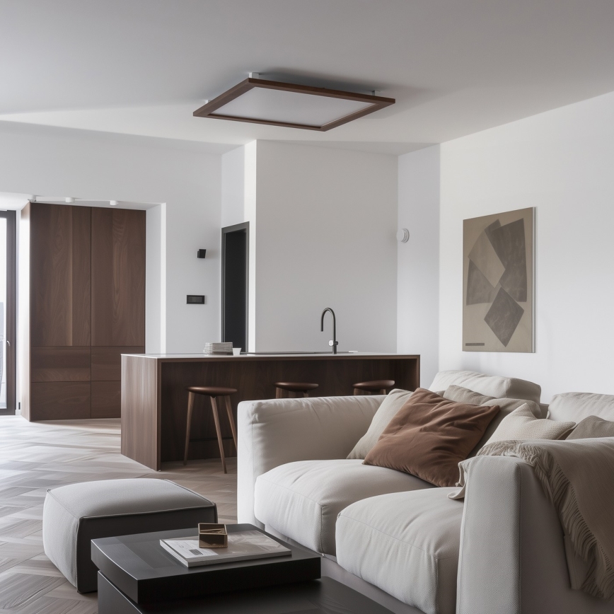 Brilagi - Plafonnier LED dimmable SLIMFRAME WOOD LED/58W/230V 64x64 cm 3000-6000K brun foncé + télécommande