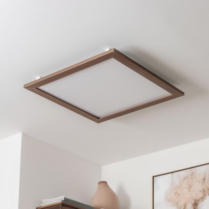 Brilagi - Plafonnier LED dimmable SLIMFRAME WOOD LED/58W/230V 64x64 cm 3000-6000K brun foncé + télécommande