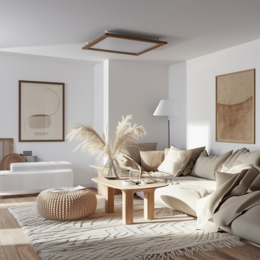 Brilagi - Plafonnier LED dimmable SLIMFRAME WOOD LED/58W/230V 64x64 cm 3000-6000K marron + télécommande