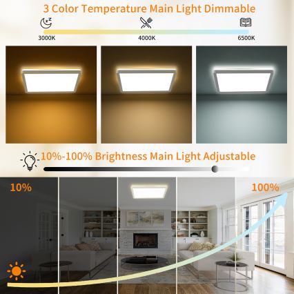 Brilagi - Plafonnier LED dimmable ULTRA SLIM LED/18W/230V 2700-6500K 30x30 cm blanc + télécommande