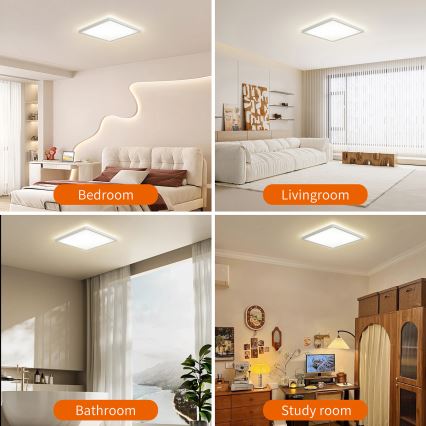 Brilagi - Plafonnier LED dimmable ULTRA SLIM LED/18W/230V 2700-6500K 30x30 cm blanc + télécommande